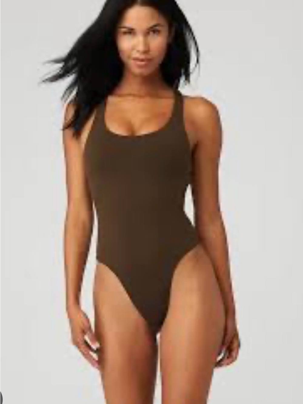 ALO NWT yoga sleek back bodysuit in espresso